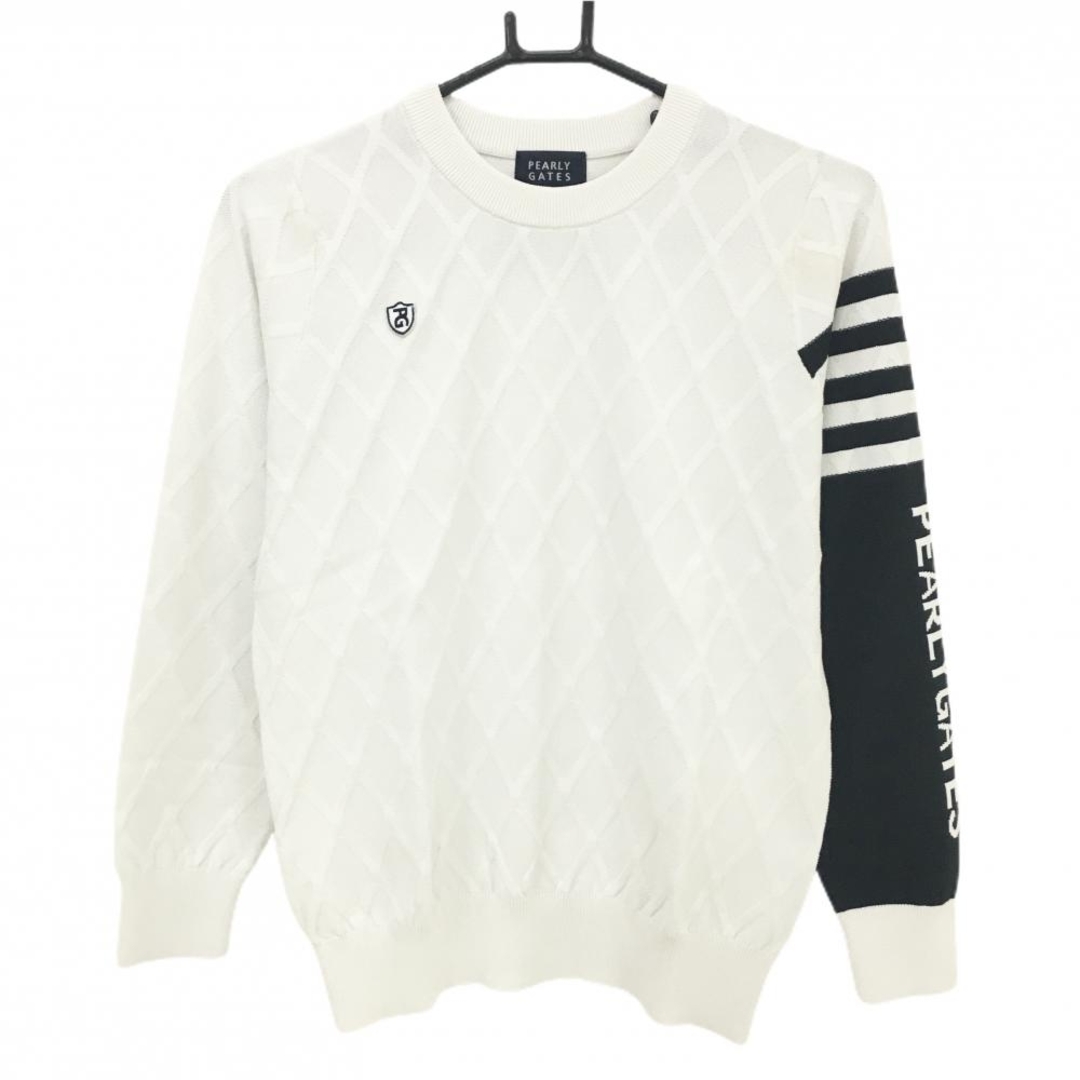 PEARLY GATES - パーリーゲイツ セーター 白×黒 袖ロゴ ニット