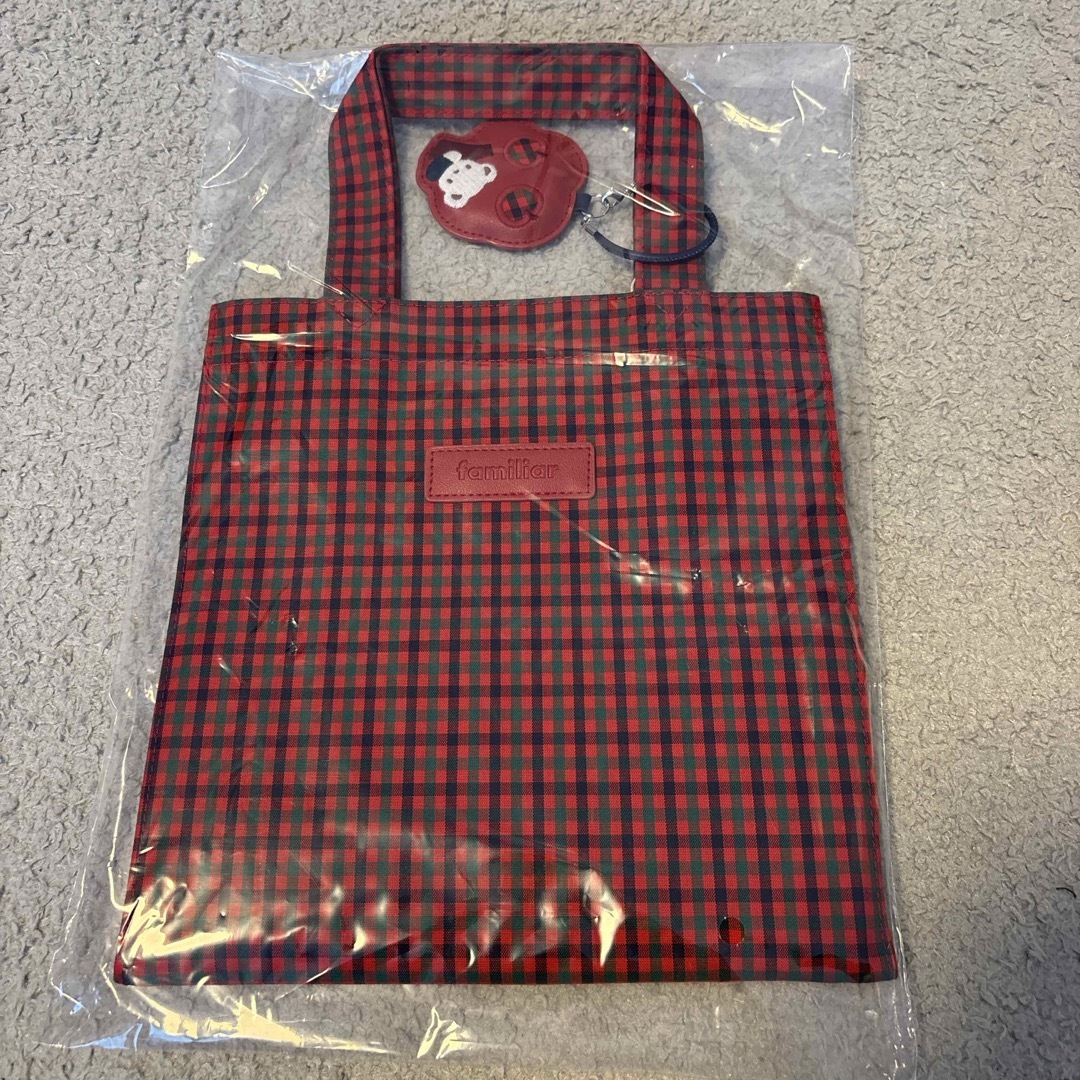 familiar - ファミリア トートバッグ 小 赤系 ファミリアチェックの