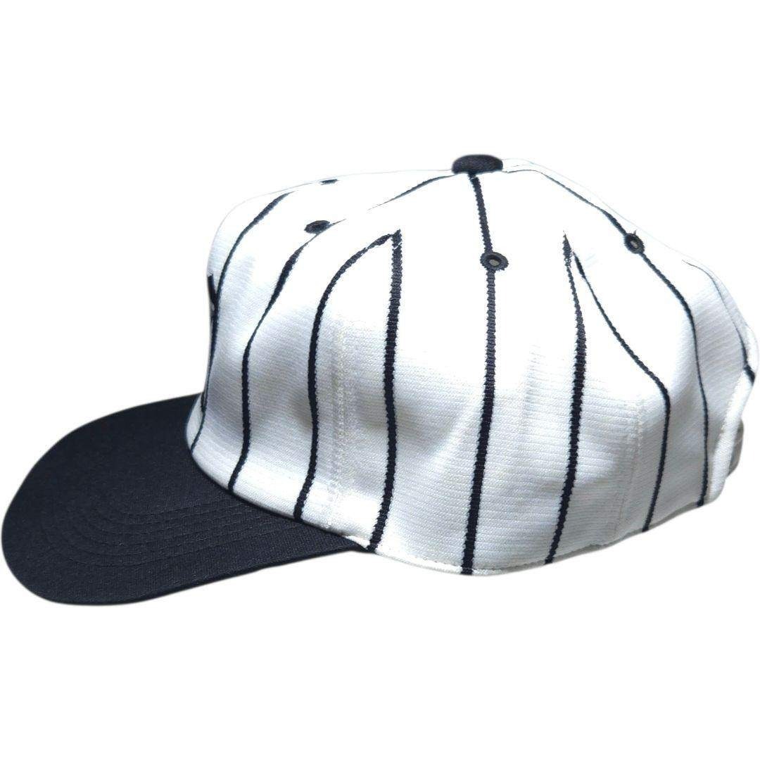 80s 阪神タイガース ストライプ ベースボールキャップ 刺繍ロゴ LLの