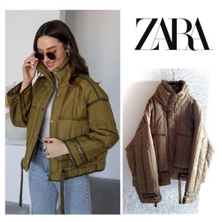 ZARA - セミロングダウンジャケット フードの通販 by ®️｜ザラならラクマ