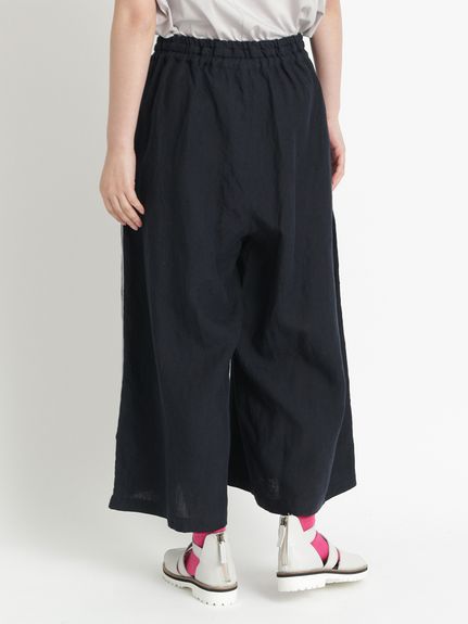 リネン高密度ウェザーマイクローブ加工ギャザーパンツ(裏地無し