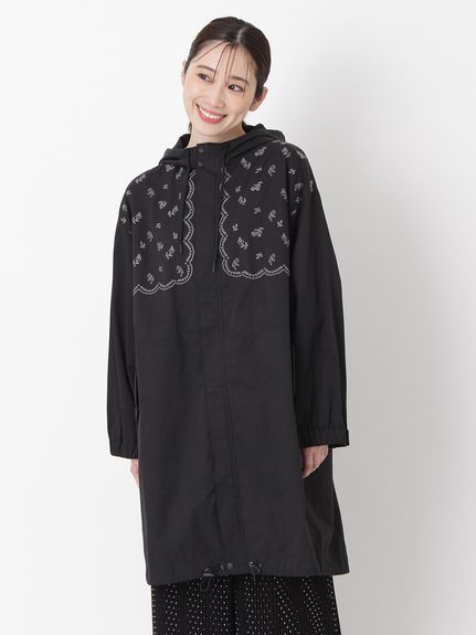 コットンナイロンツイル スプリンクルフラワー刺繍コート（マウンテン