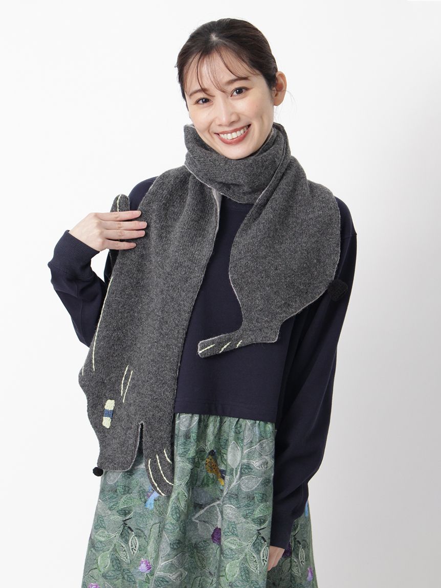 ウールアクリル ウサギシルエットマフラー（ストール・マフラー