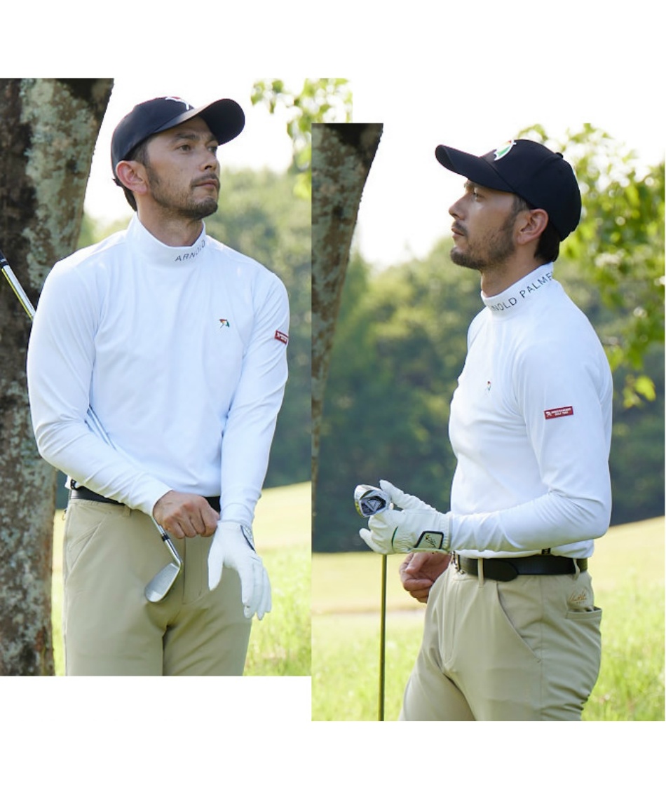 ゴルフウェア 長袖シャツ チェックエンボス長袖モックネックシャツ