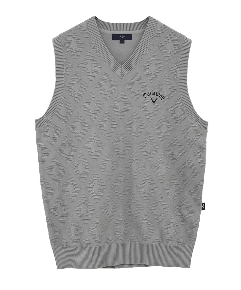 ゴルフウェア ニットベスト ダイヤジャカードソフトタッチポリエステル