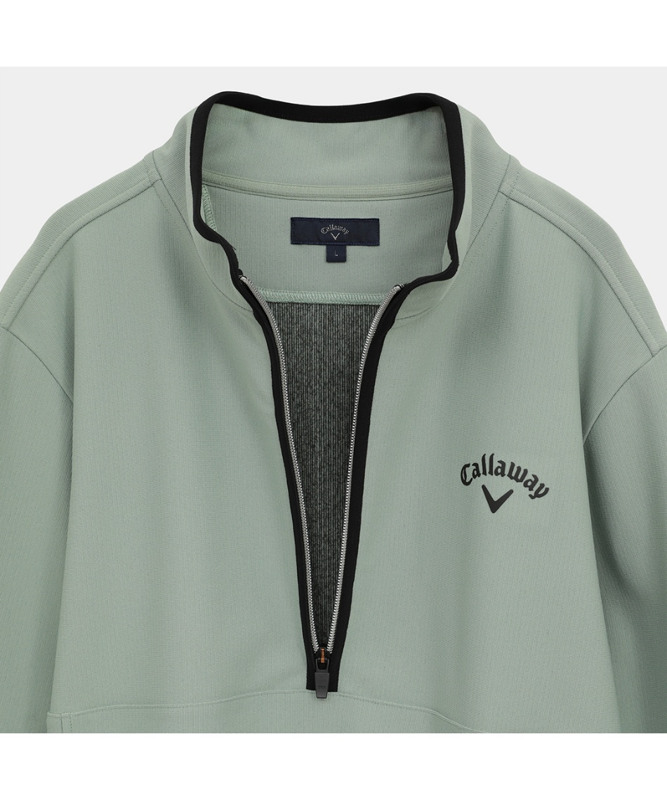 ゴルフウェア スウェット 裏起毛ハーフジップモックネックシャツ