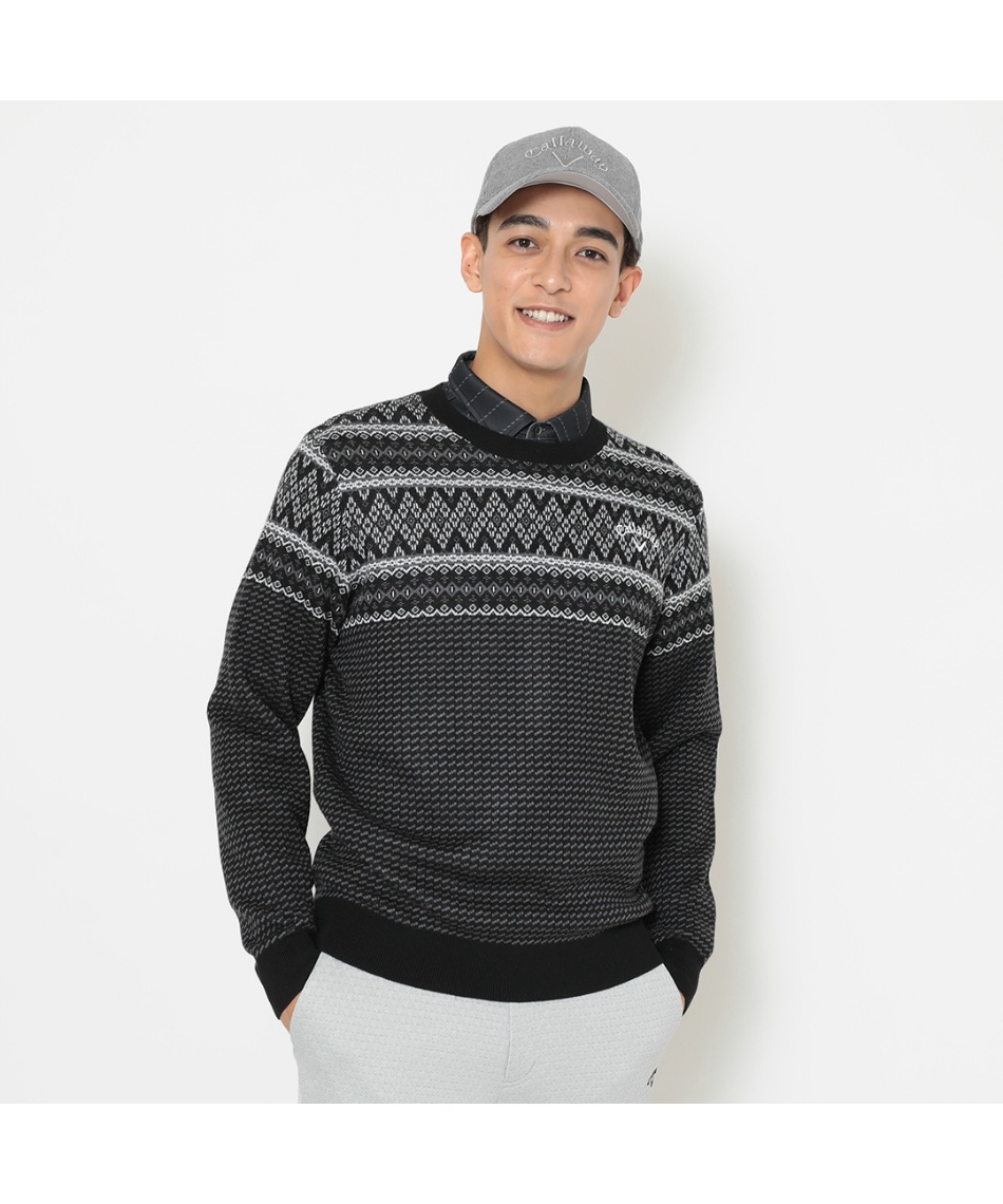 ゴルフウェア セーター ノルディック柄クルーネックニット C25218103