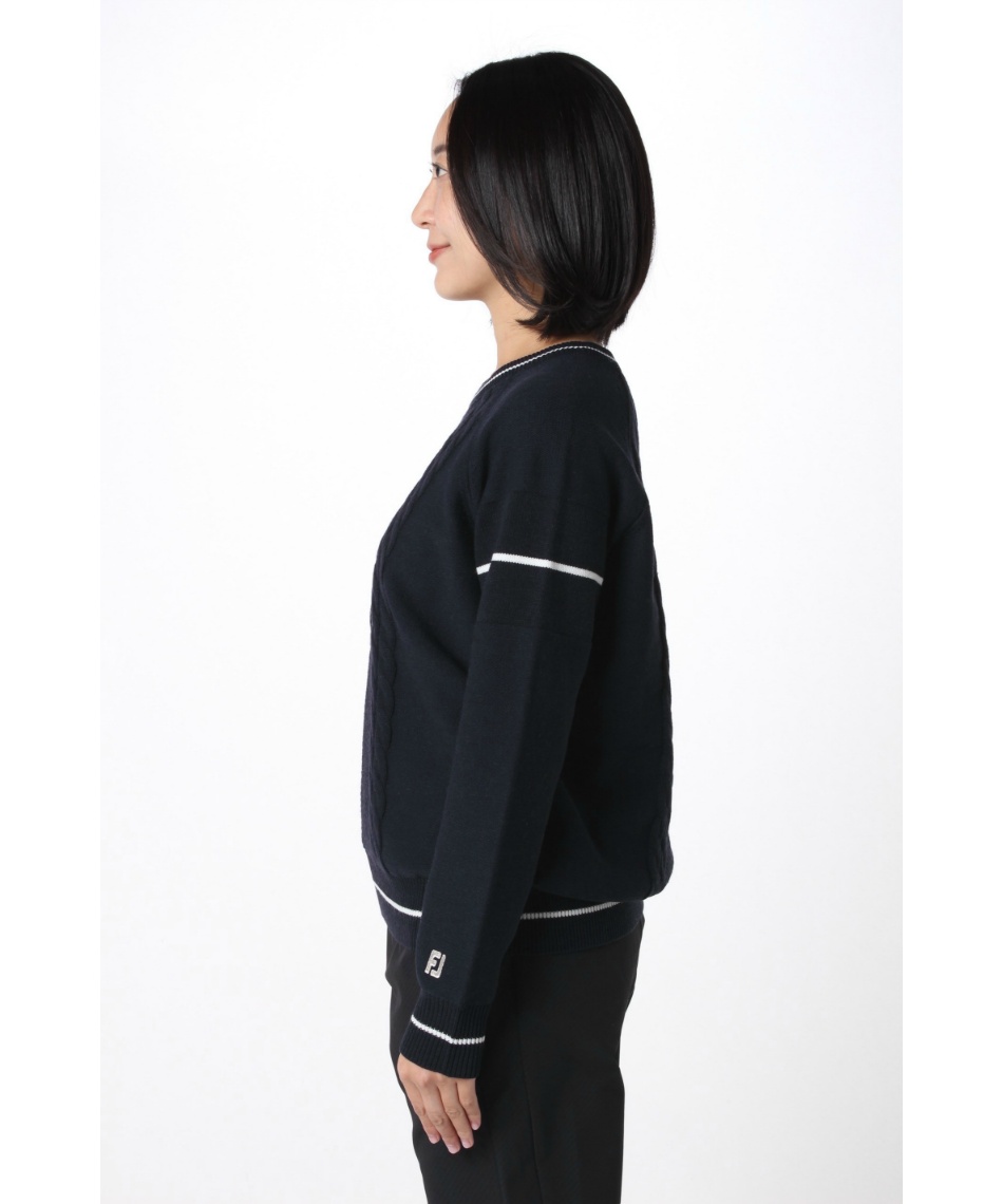 フットジョイ(FootJoy) ゴルフウェア セーター ケーブル柄 防風裏地