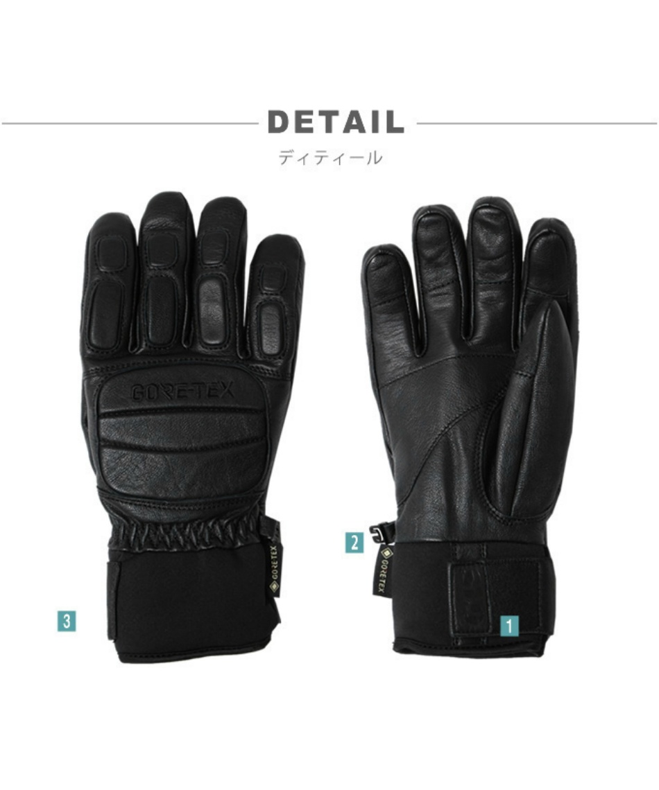 スキーグローブ ゴアテックス レザー GORE TEX SKI GLOVE 3SL130201-01