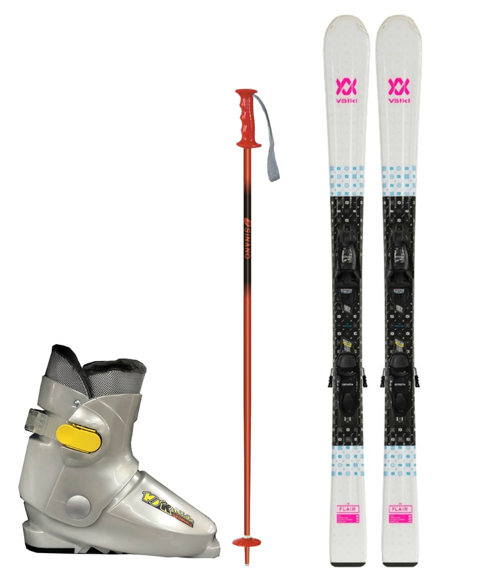 フォルクル(Volkl) ジュニアスキー板 4点セット FLAIR JR WH/PK +4.5 v