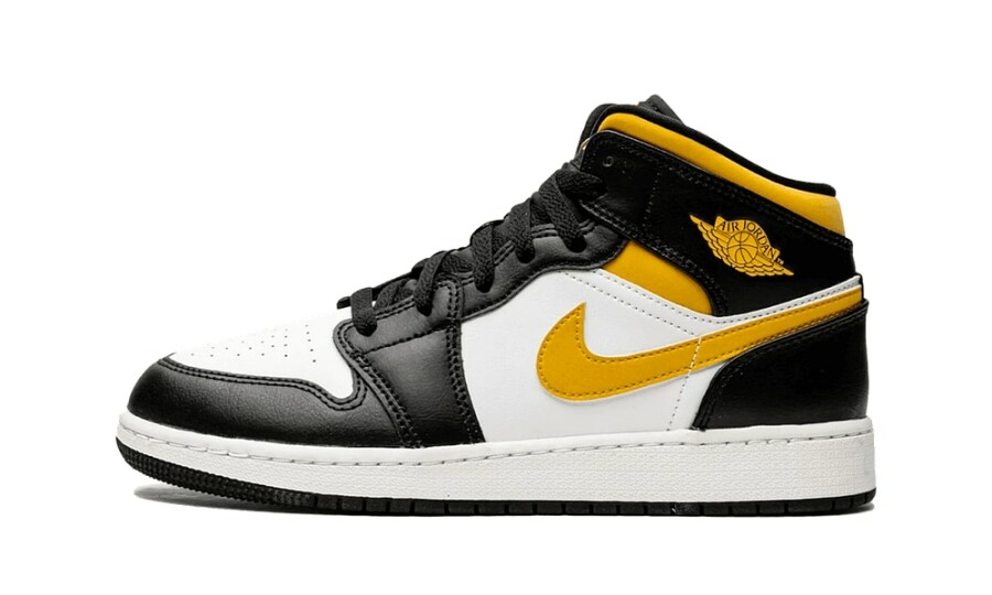 Air Jordan 1 Mid White Pollen Black (GS) - 554725-177