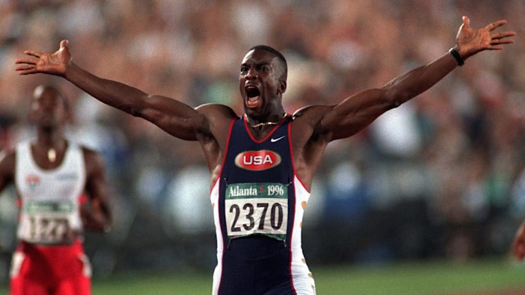 ジョンソン、黄金のシューズで200mを制す