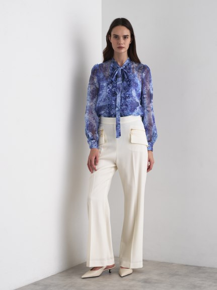 フラワー柄フリルボウタイブラウス（シャツ & ブラウス）｜STRASBURGO