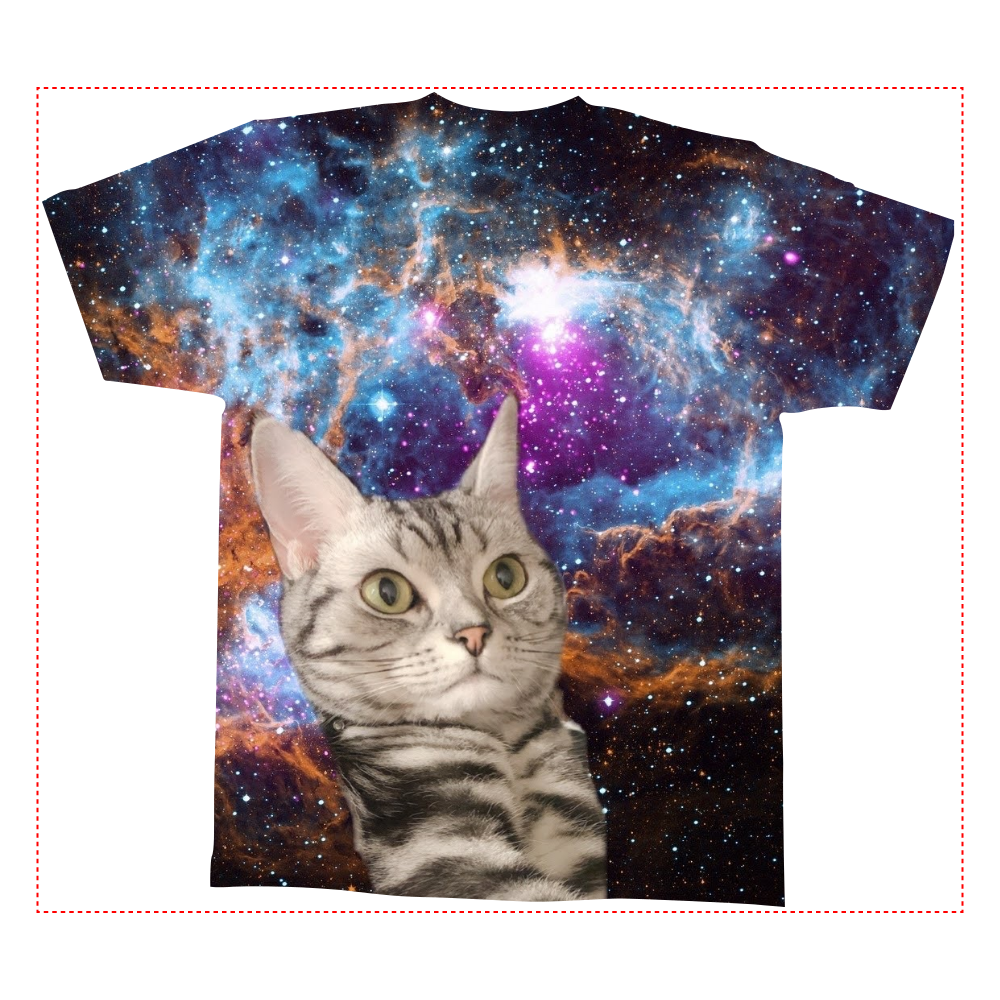 うちの宇宙ねこ全面インクジェットTシャツ(M)の商品購入ページ