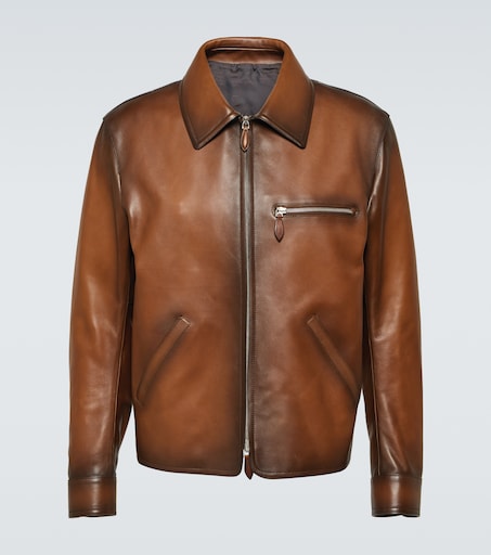 Patina 1 Jour leather blouson jacket in brown - Berluti | Mytheresa