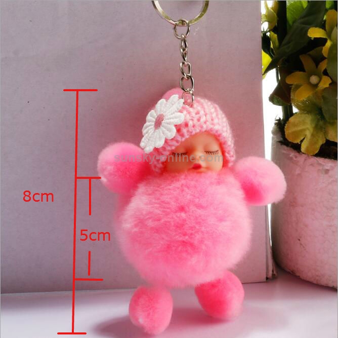 スリーピングベイビードールボールキーホルダーカーキーリングホルダー