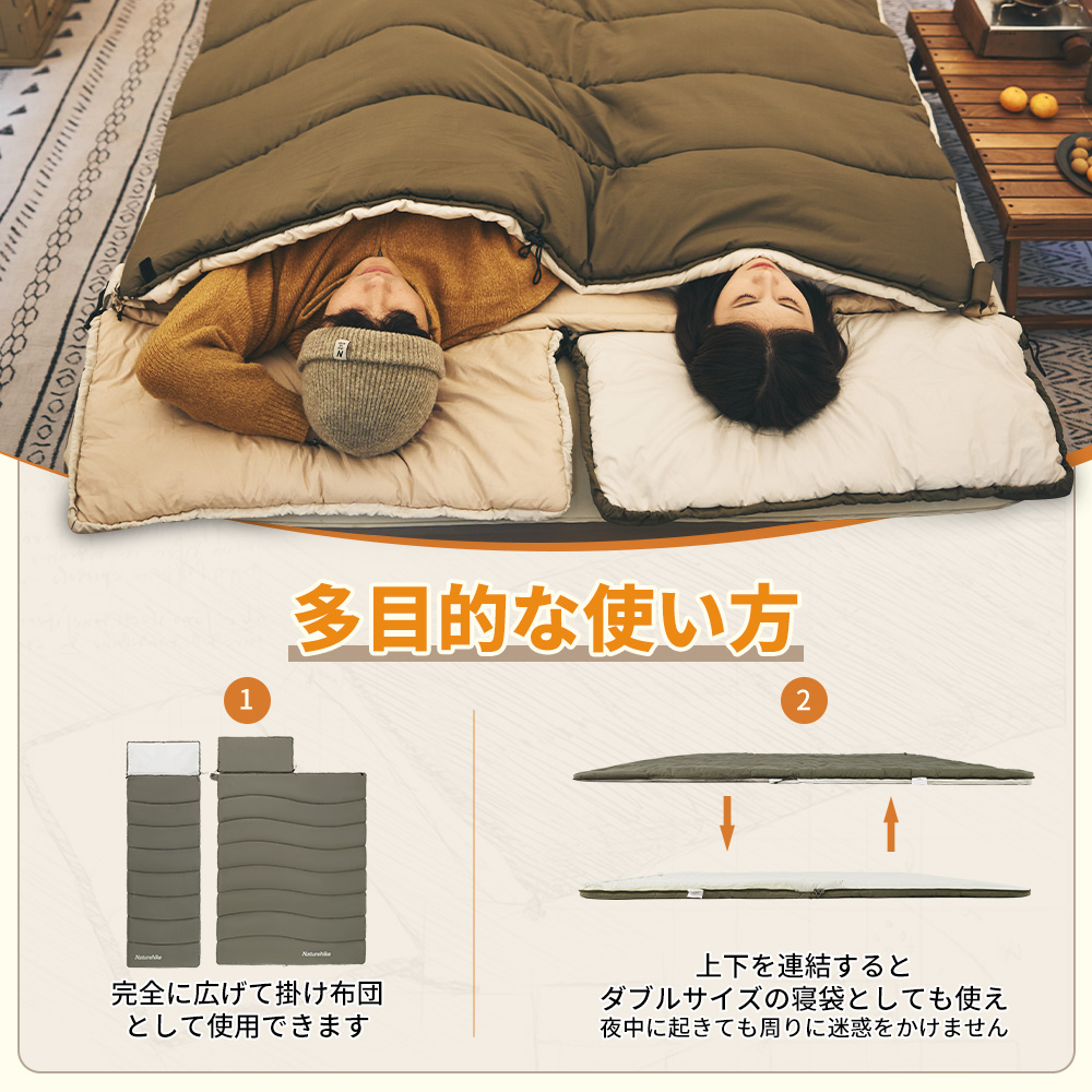 Naturehike LDシリーズ 寝袋 シュラフ 封筒型 洗える 布団 225x75cm