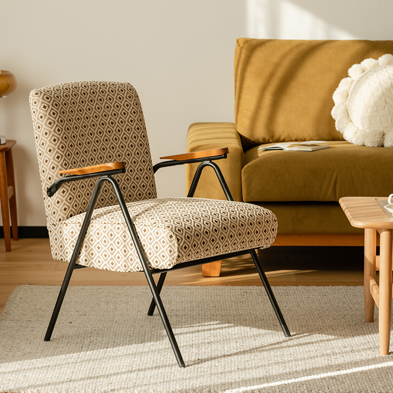 ジャカード織レトロソファチェア | ジャガード織り生地を使用した高級