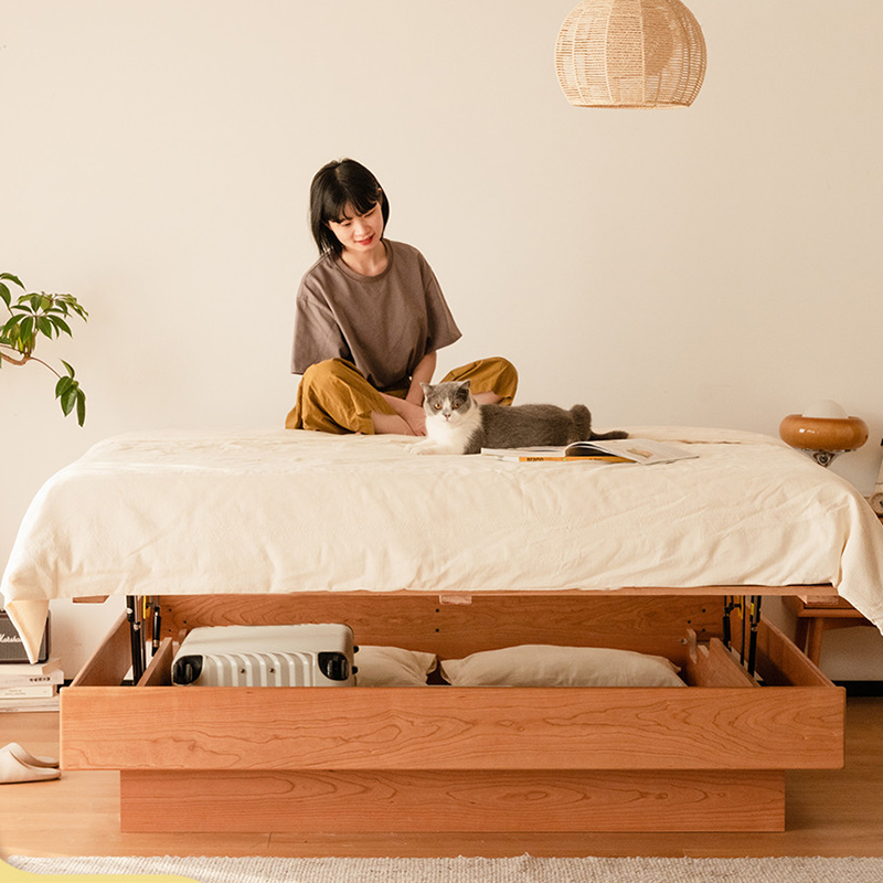 大型木製ベッド | 収納力と耐久性に優れた 高級感ある天然木ベッド