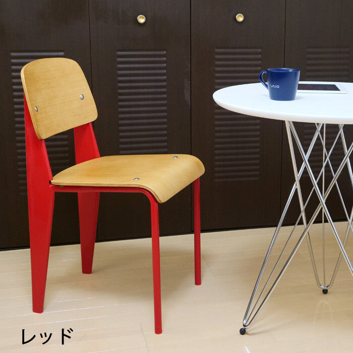 レトロスクール風スタンダードチェア | 木製座面と脚の組み合わせで