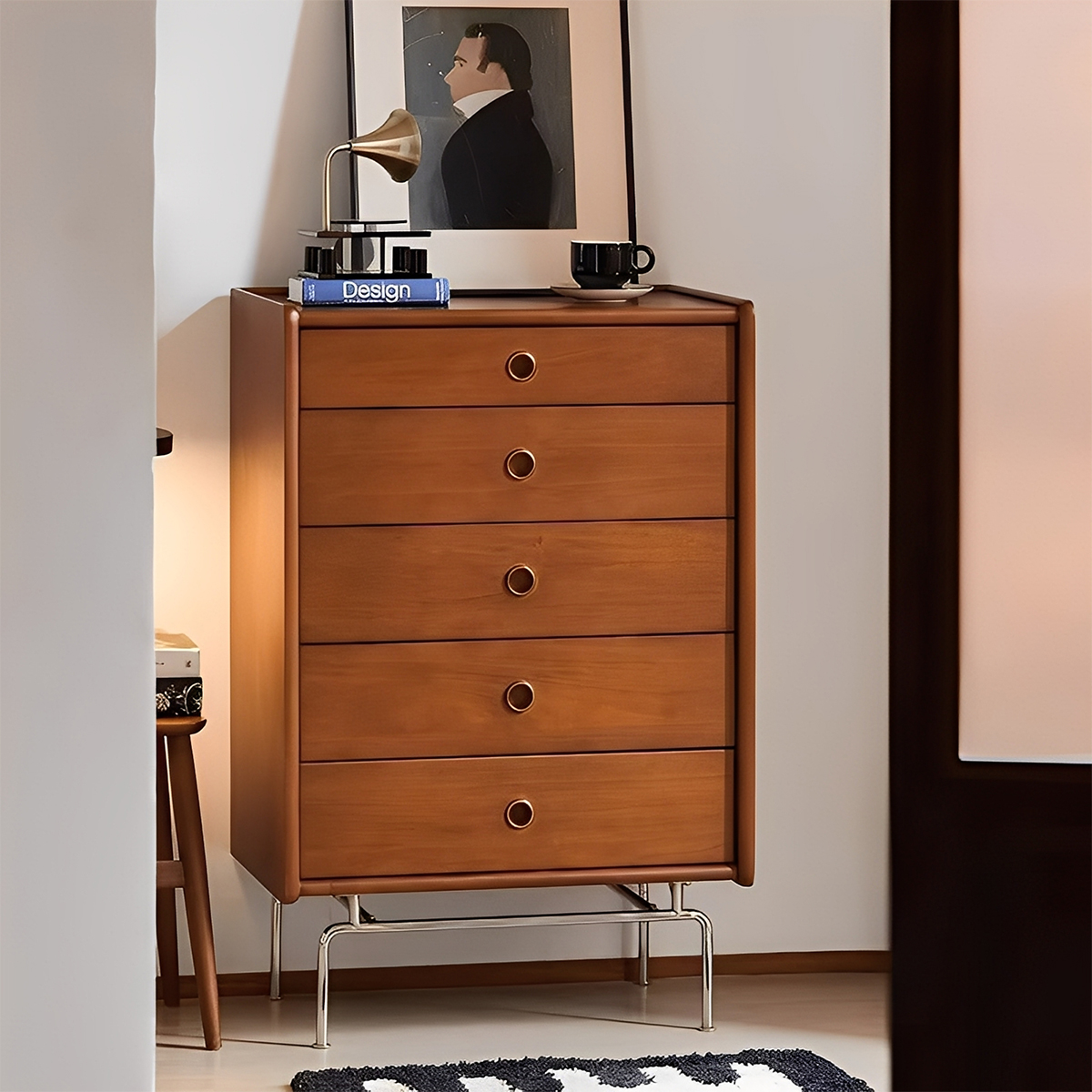 Woody Prime Boxツゲ材 北欧5段収納キャビネット | 美しさと耐久性を