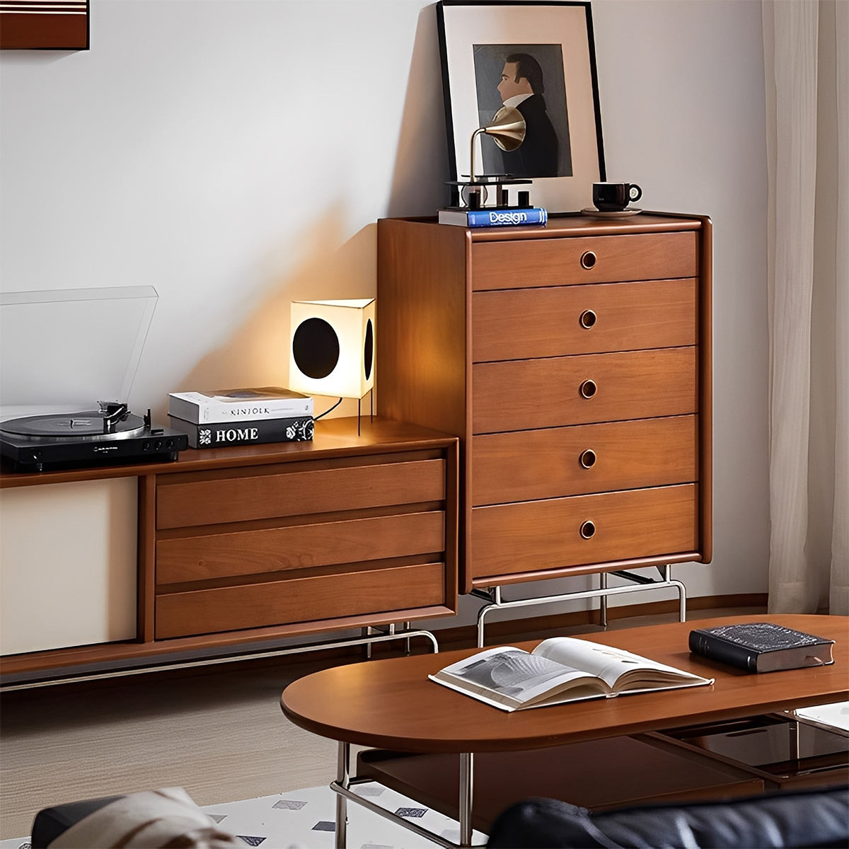 Woody Prime Boxツゲ材 北欧5段収納キャビネット | 美しさと耐久性を