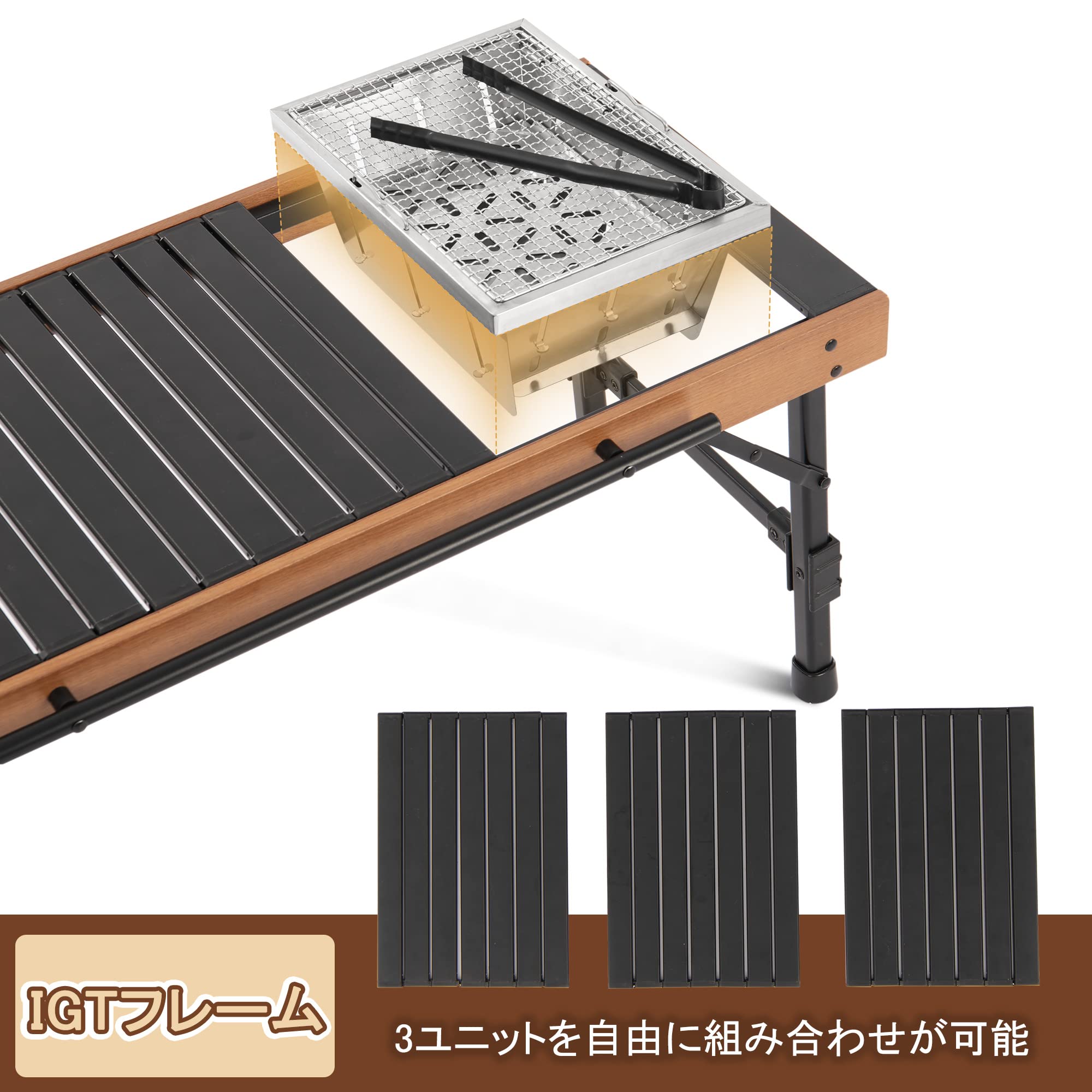 Naturehike Square Fold-IGT アウトドアテーブル ウッド ロールトップ