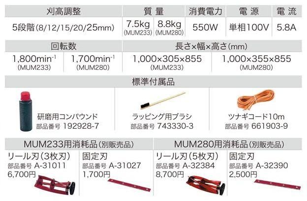 マキタ 280mm芝刈り機MUM280（リール刃) - マキタインパクトドライバ