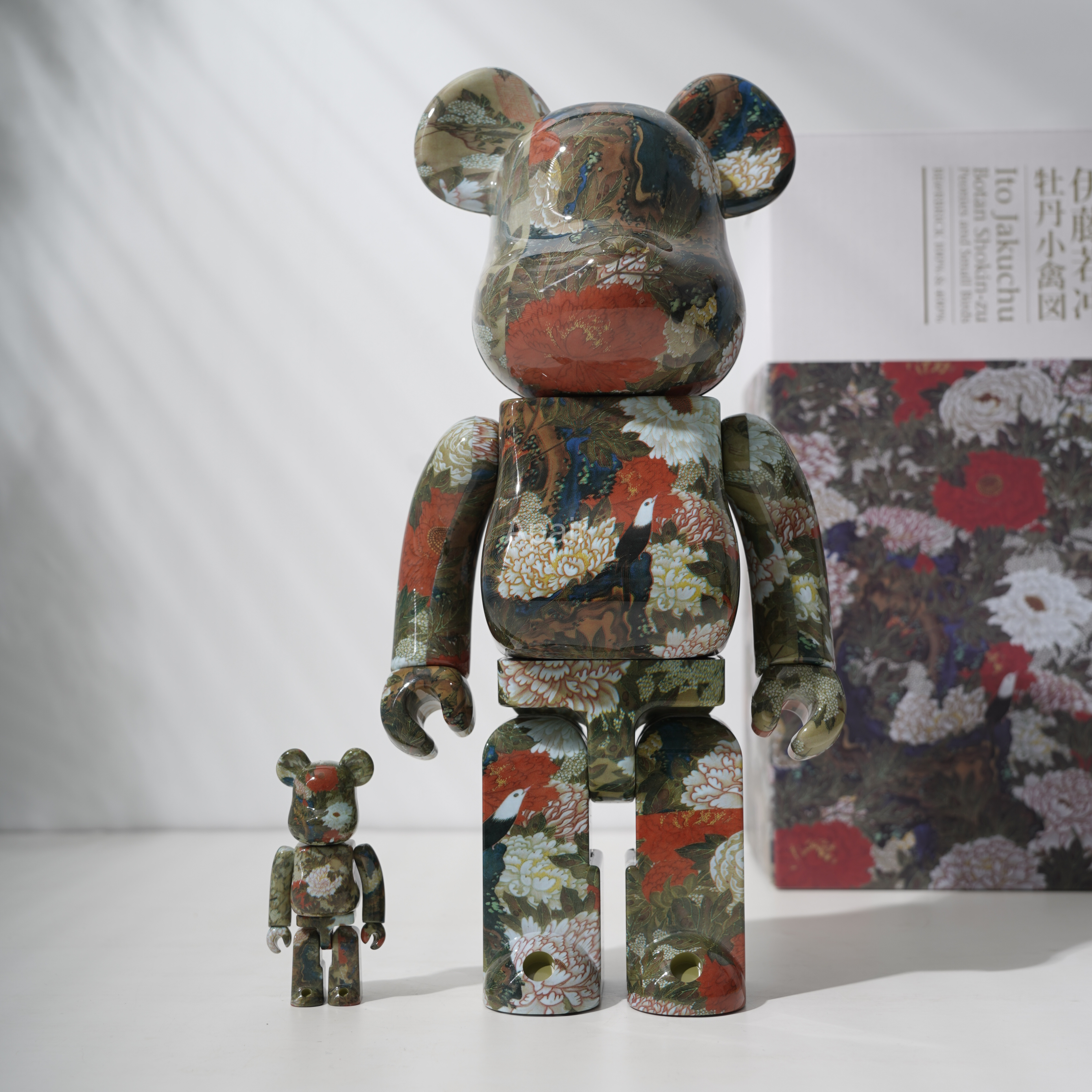 現貨）BE@RBRICK 伊藤若沖牡丹小禽圖100%+400%
