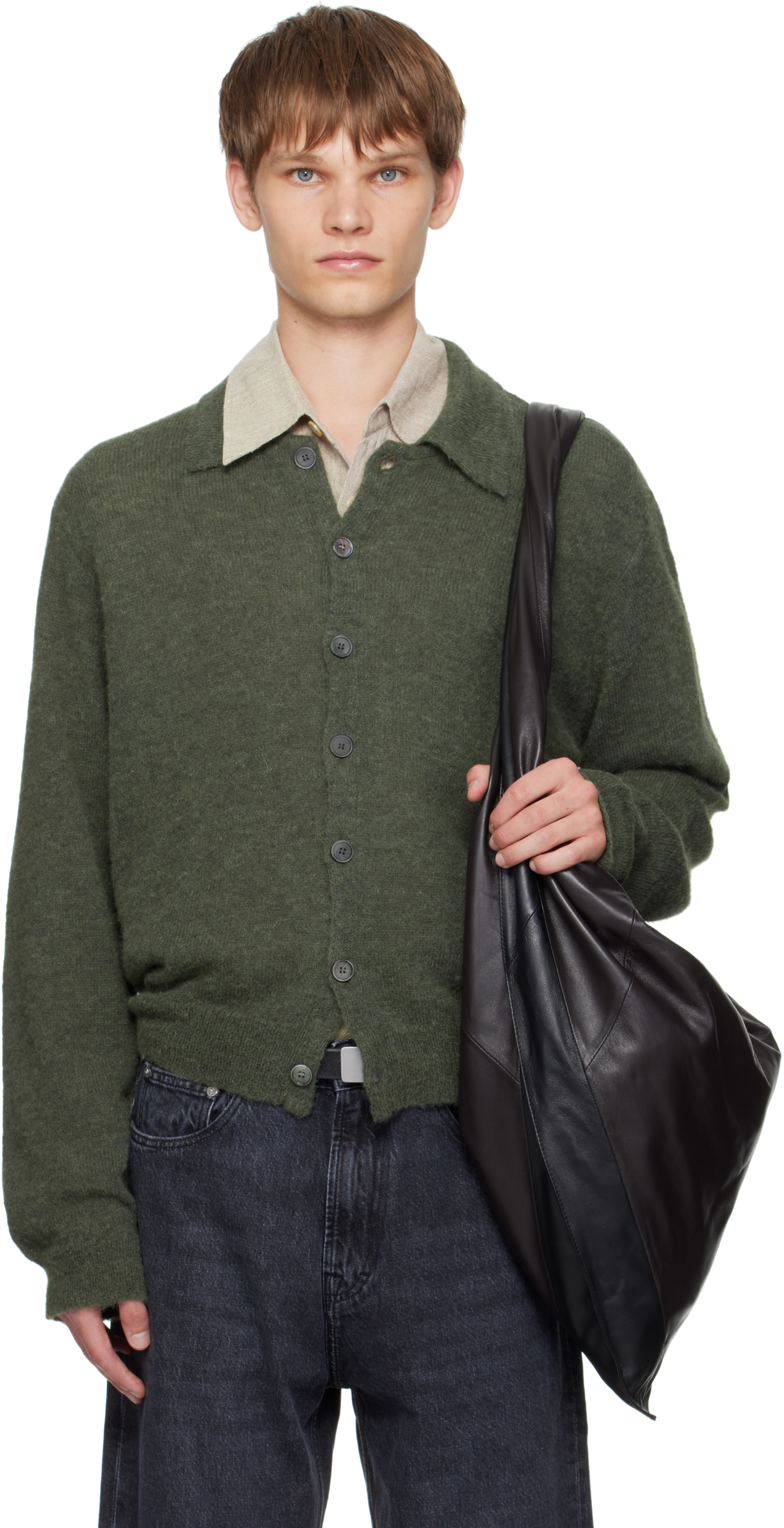 Green Evening Polo Cardigan by OUR LEGACY on Sale