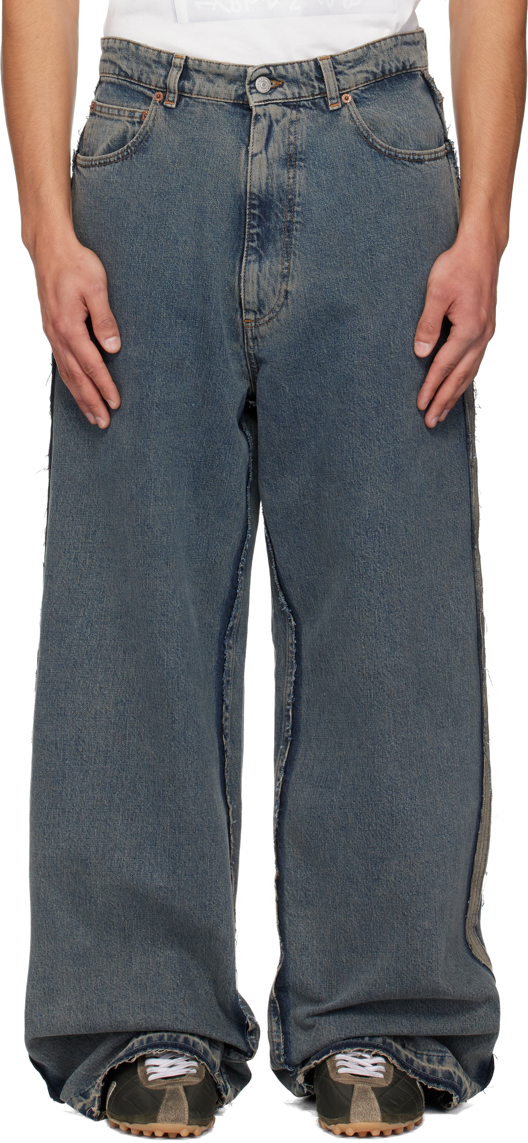 MM6 Maison Margiela: ブルー ワイドレッグジーンズ | SSENSE 日本