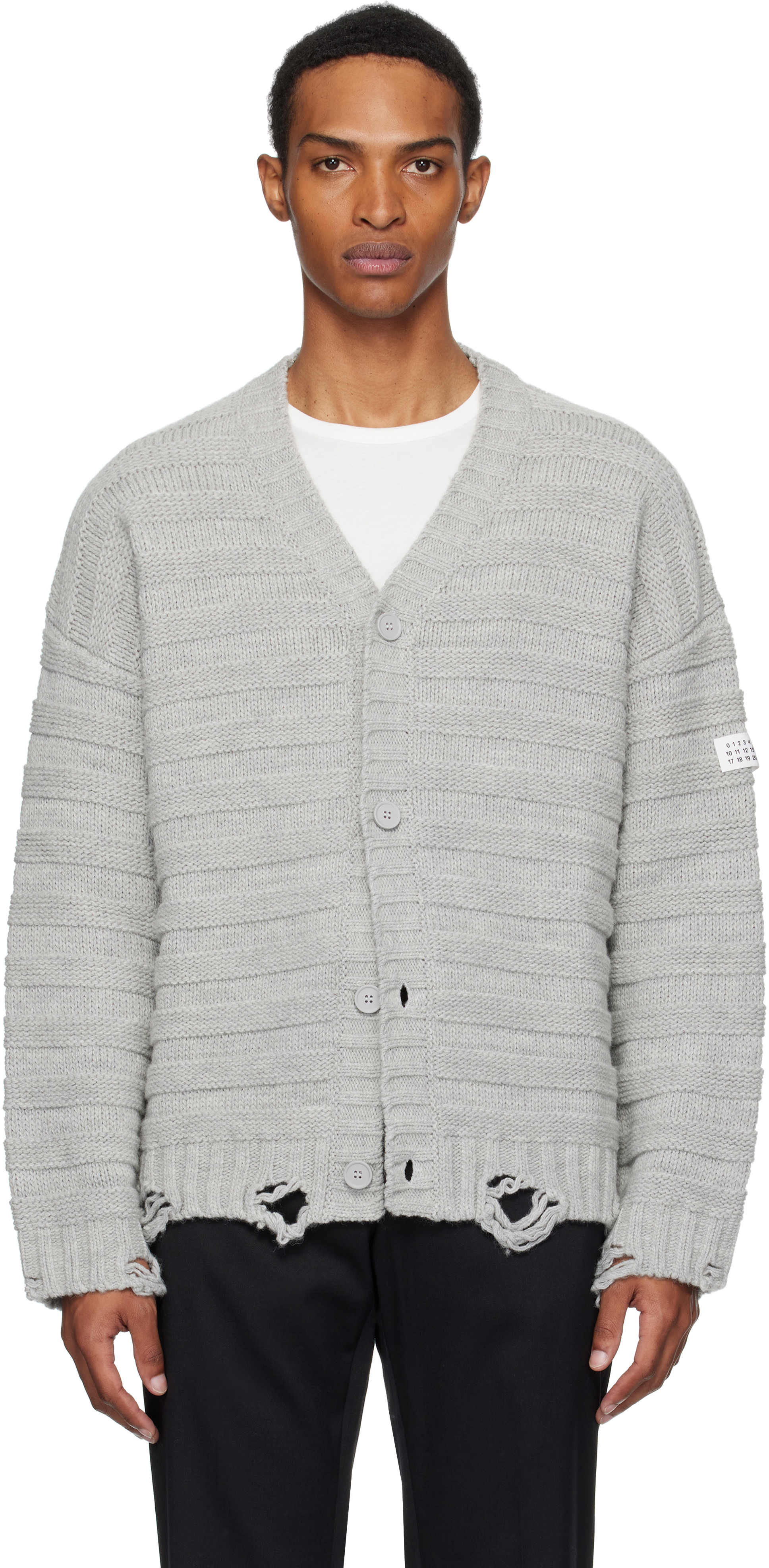 Gray Wool Cardigan by MM6 Maison Margiela on Sale