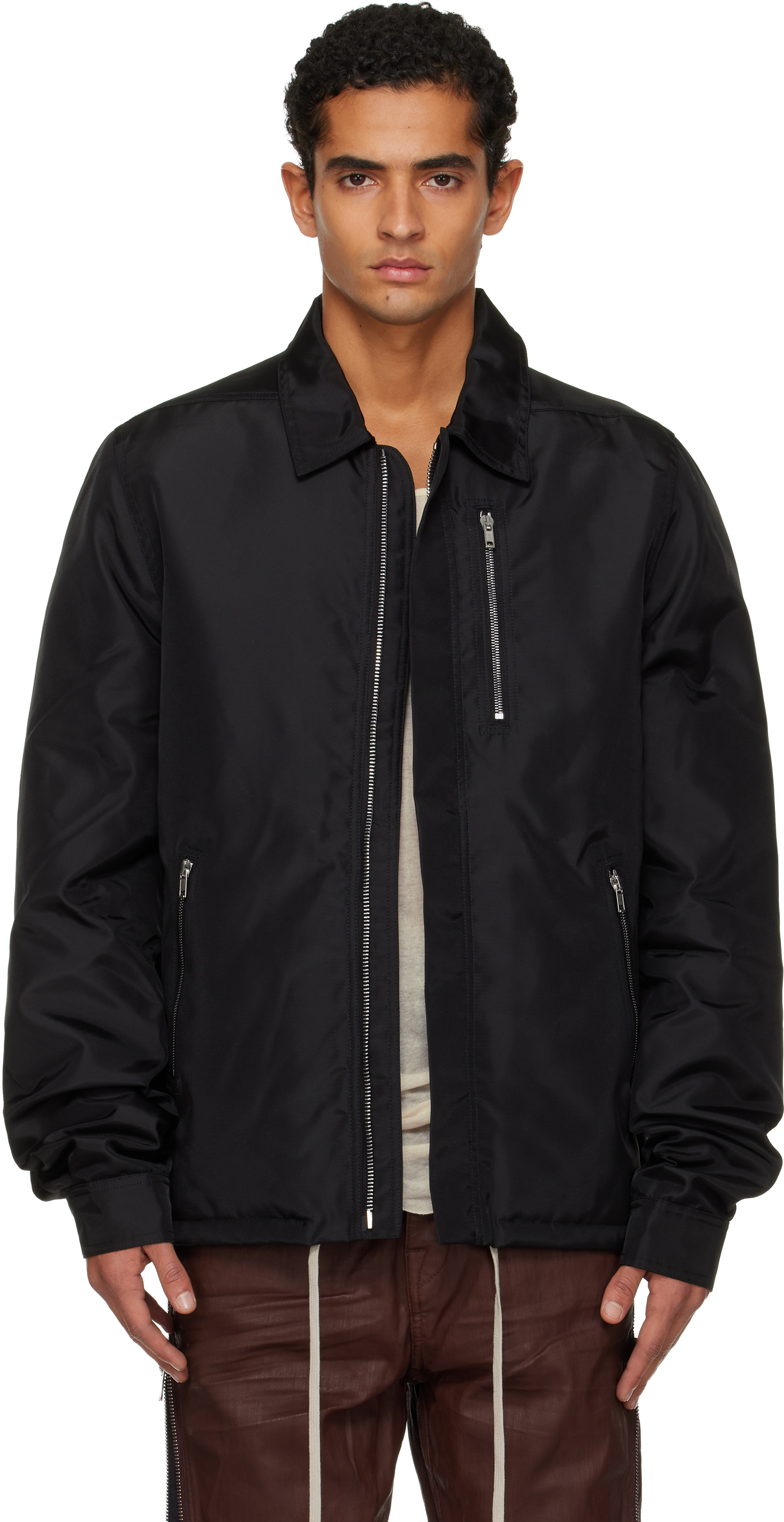 Black Concealed Zipfront Jacket by Rick Owens DRKSHDW on Sale