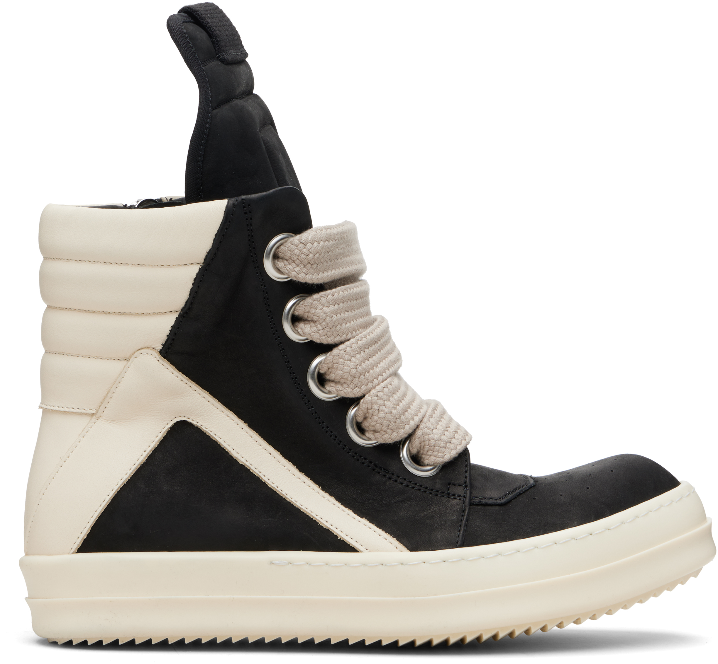 Black Concordians Jumbolace Geobasket Sneakers by Rick Owens on Sale