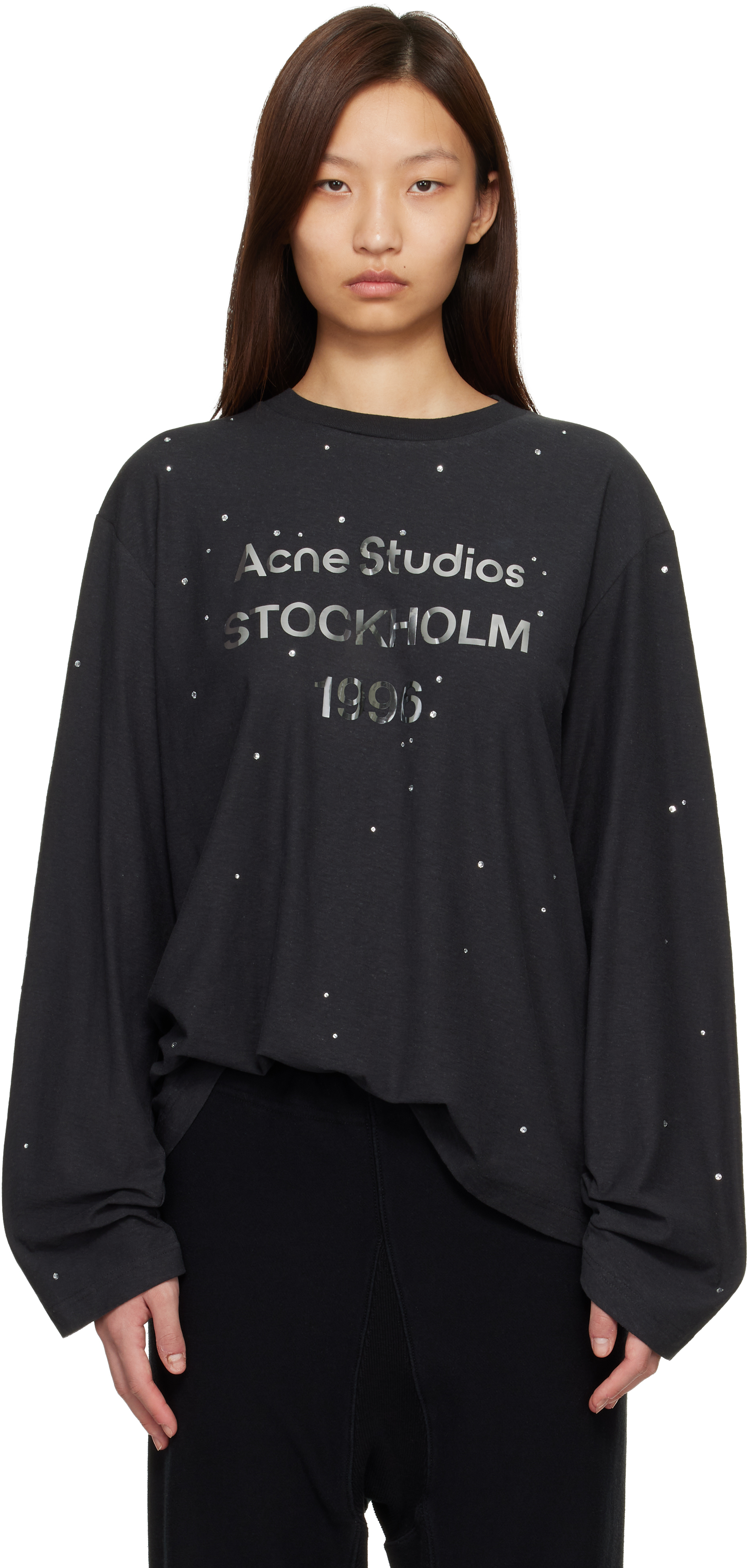 Acne Studios: Black Logo T-shirt | SSENSE