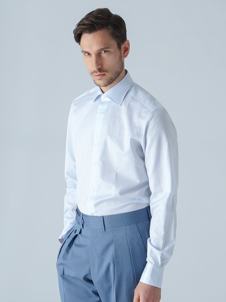 OXFORD】コットンリネン セミワイドカラーシャツ（シャツ）｜FRAY