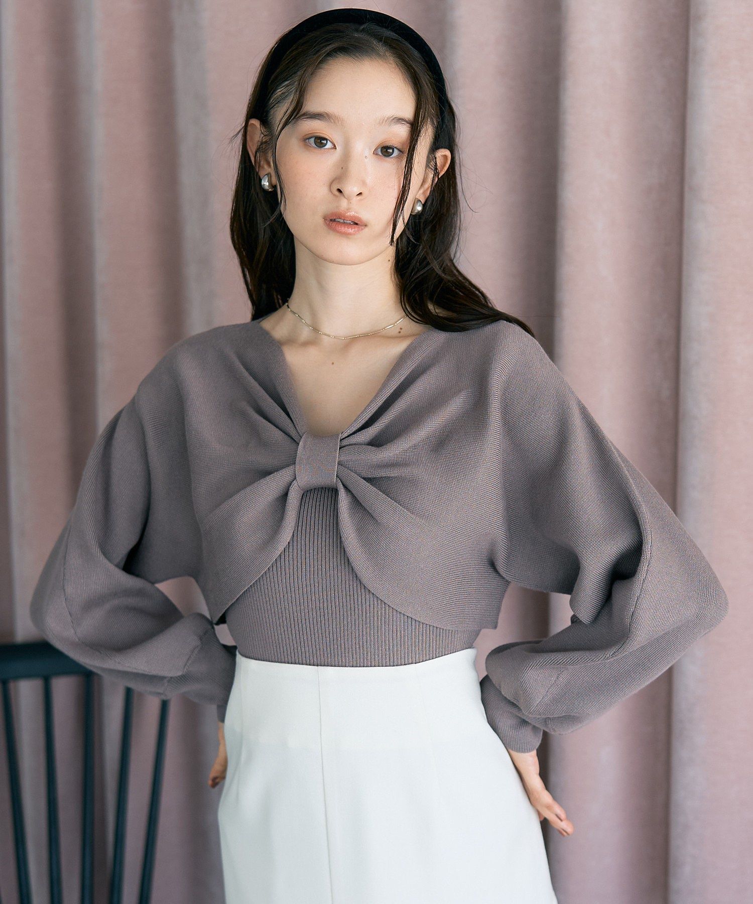 WEB限定】リボンニットアンサンブル/earth music&ecology（アース