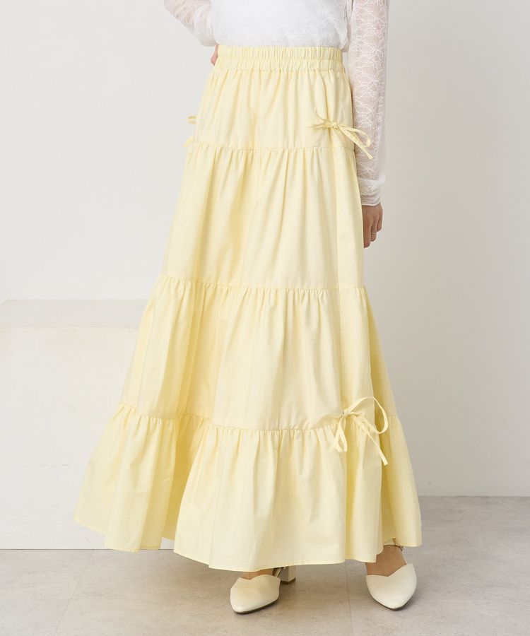 サイドリボンボリュームティアードスカート/earth music&ecology