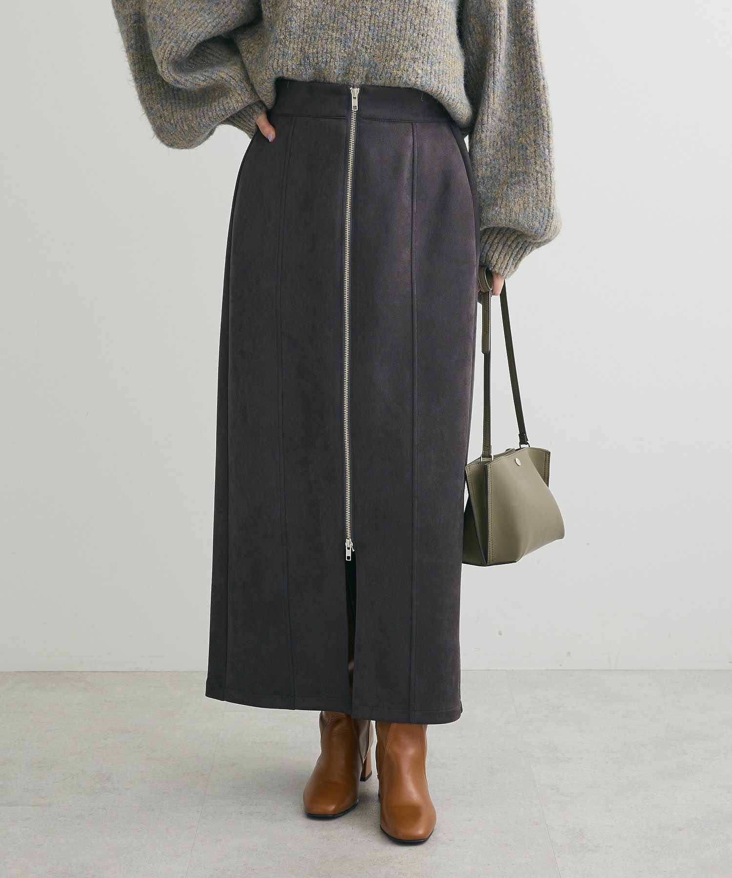 ELENCARE DUE スエードポンチZIPスカート/Green Parks（グリーン