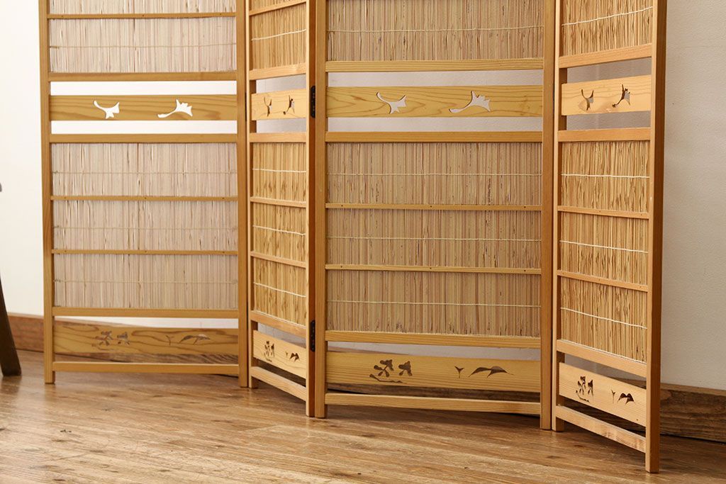 公式】アンティーク家具ラフジュ工房商品詳細ページ木味の簾屏風 衝立