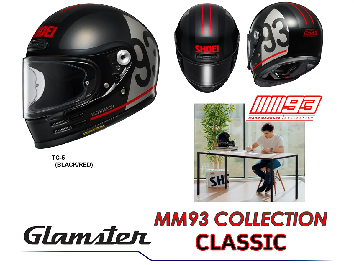 SHOEIのネオクラフルフェイス「Glamster」にマルケスコラボモデル