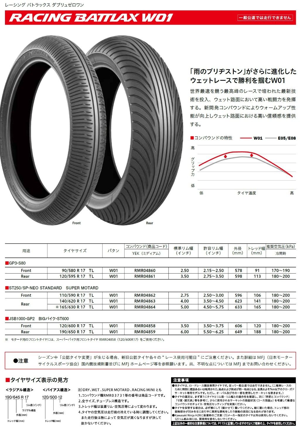 Webike | BRIDGESTONE ブリヂストン RACING BATTLAX W01 【165/630R17