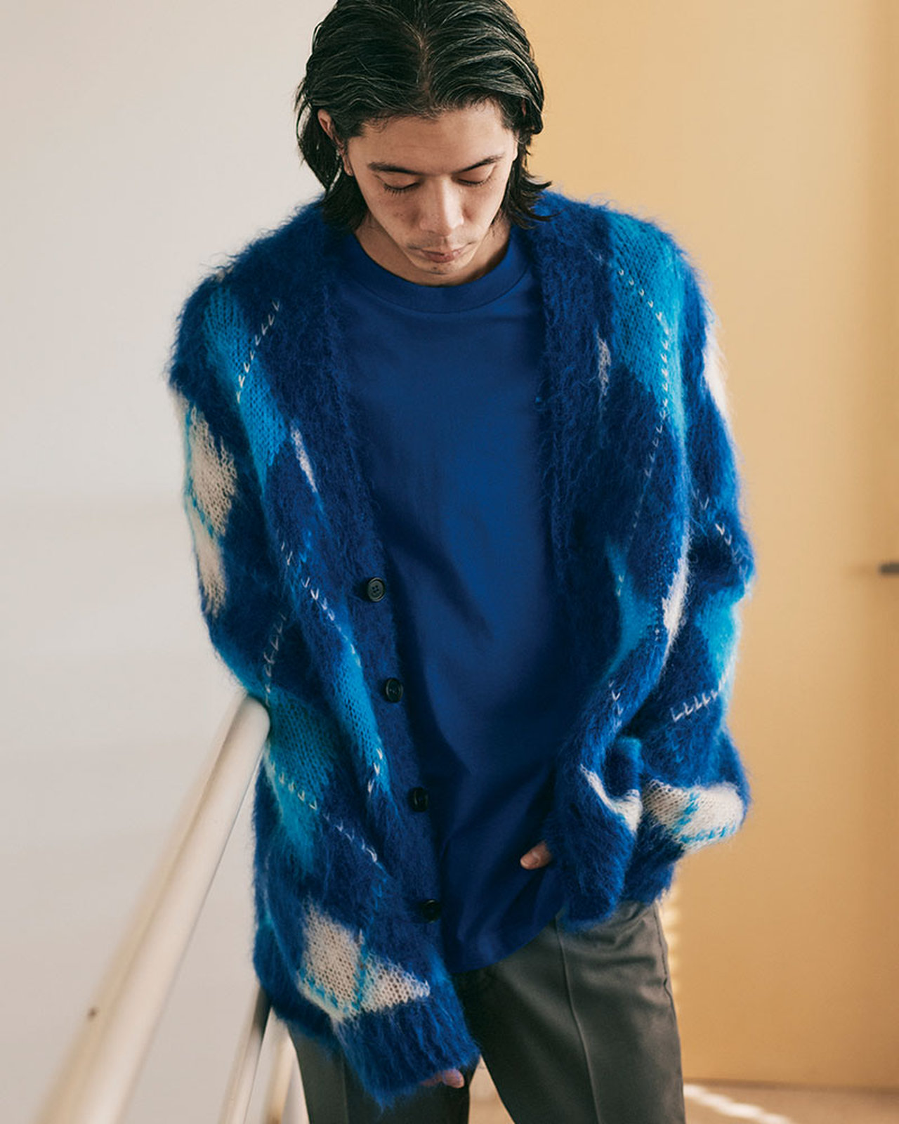 マルニ」のアーガイルモヘアカーディガン【普通に見えて、普通じゃない