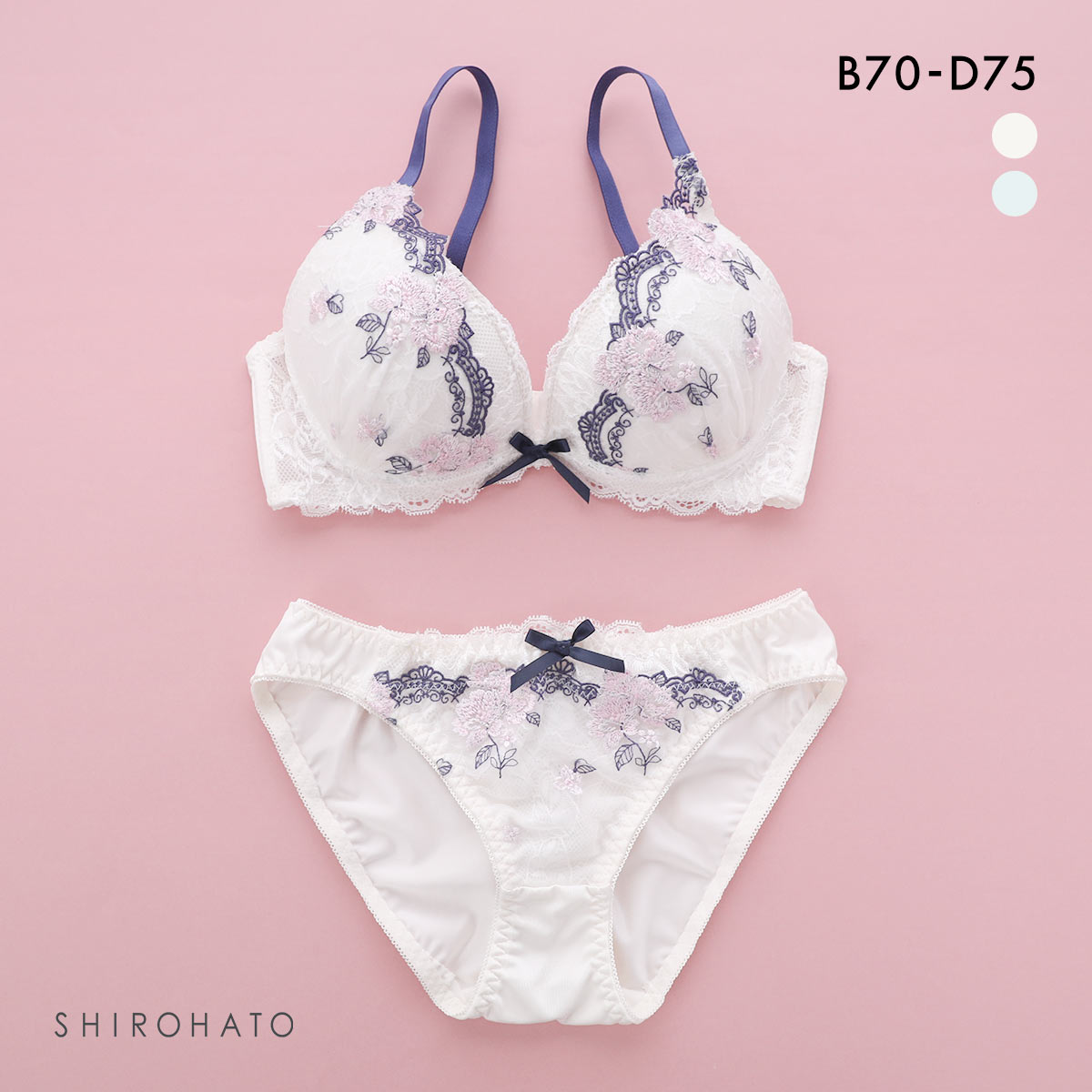 ピュアシェリ ストレッチレース×花柄チュール ブラセット BCD 谷間 L字