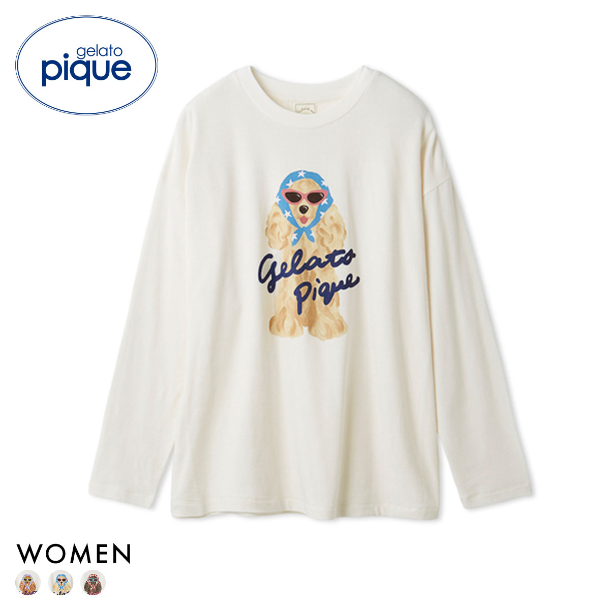 ジェラートピケ レディース スカーフDOGワンポイントロンT ジェラピケ