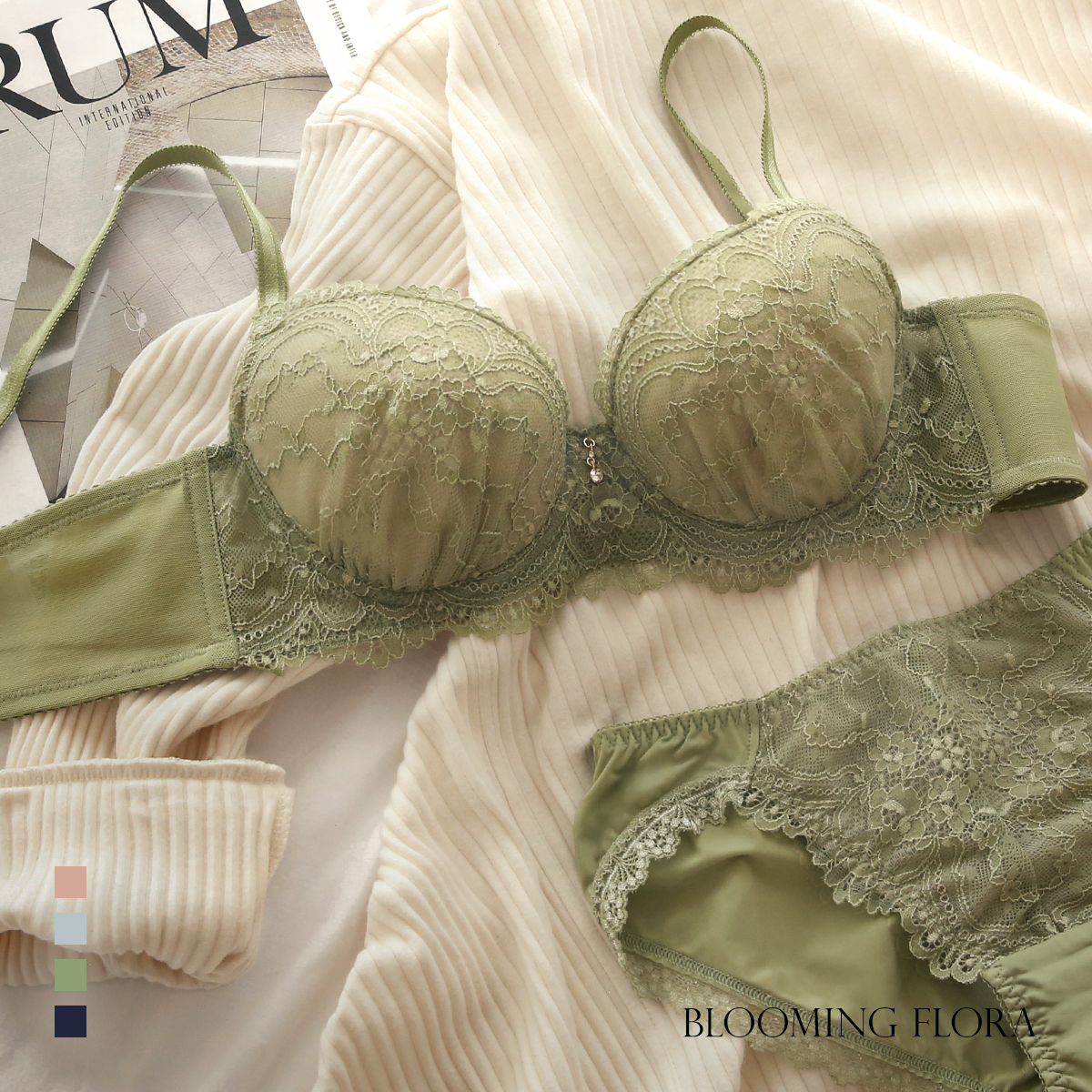 ブラジャー ショーツ セット 大きいサイズ アンダー80 脇高 総レース