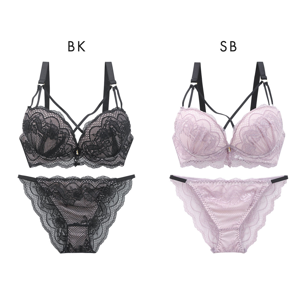 ピュアシェリ クロスストリング 総レース ブラセット ABCD ブラジャー