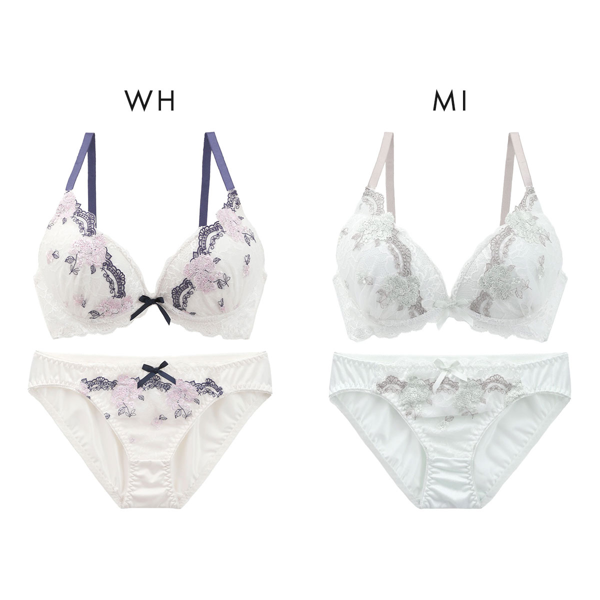 ピュアシェリ ストレッチレース×花柄チュール ブラセット BCD 谷間 L字