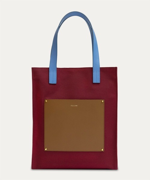 CULLNI ONLINE STORE / Leather Pocket Canvas Tote Bag
