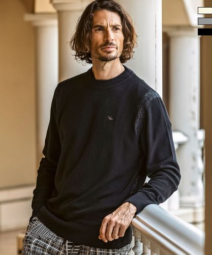 LUXEAKMPLUS(リュクスエイケイエムプラス)ゴルフ 総柄ロゴ半袖モック